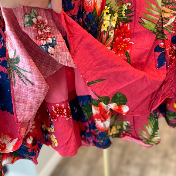 JustFab Floral Pink A-Line Skirt with Elastic Waist - Size XXL - Picture 6 of 7